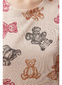 Trendyol Multi Color Cotton Teddy Bear Pattern Capri Knitted Pajamas Set