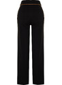 Trendyol Black Contrast Stripe Detail Wide Leg/Comfort Fit Flexible Trousers