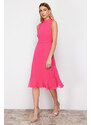 Trendyol Fuchsia A-line Skirt Flounce Midi Woven Dress