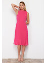 Trendyol Fuchsia A-line Skirt Flounce Midi Woven Dress