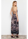 Trendyol Limited Edition Brown Animal Print Chiffon Lined Maxi Woven Dress