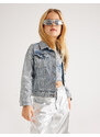 Koton Crop Denim Jacket Metallic Shiny