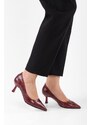 Shoeberry Women's Zahara Burgundy Snake Pattern Heeled Shoes Stiletto