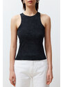 Trendyol Black Antiqued/Faded Effect Cotton Halter Neck Fitted/Sticky Knit Undershirt