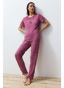 Trendyol Pale Pink Heart Knitted Pajamas Set
