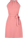 Trendyol Pink Belted Plain Fit Halter Neck Aerobin Woven Mini Dress