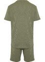 Trendyol Light Khaki Regular Fit Waffle Knitted Pajamas Set