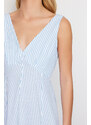 Trendyol Ecru Striped A-line V-neck Maxi Woven Dress