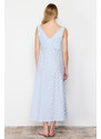 Trendyol Ecru Striped A-line V-neck Maxi Woven Dress