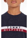 Dětský bavlněný svetr Tommy Hilfiger tmavomodrá barva, lehký