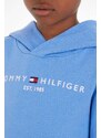 Dětská bavlněná mikina Tommy Hilfiger béžová barva, s kapucí, s aplikací