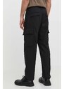Bavlněné kalhoty Marc O'Polo černá barva, jednoduché