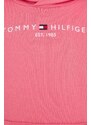 Dětská bavlněná mikina Tommy Hilfiger růžová barva, s kapucí, s potiskem