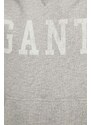 Bavlněná mikina Gant pánská, šedá barva, s kapucí, s potiskem