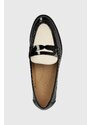 Kožené mokasíny Lauren Ralph Lauren Wynnie dámské, černá barva, na plochém podpatku, 802935673001
