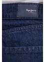 Džínové šortky Pepe Jeans dámské, tmavomodrá barva, hladké, high waist