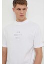 Bavlněné tričko New Balance MT41519WT bílá barva, s potiskem, MT41519WT