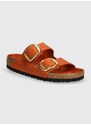 Nubukové pantofle Birkenstock Arizona Big Buckle oranžová barva, 1026609