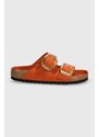 Nubukové pantofle Birkenstock Arizona Big Buckle oranžová barva, 1026609