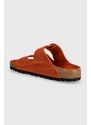 Nubukové pantofle Birkenstock Arizona Big Buckle oranžová barva, 1026609