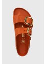 Nubukové pantofle Birkenstock Arizona Big Buckle oranžová barva, 1026609