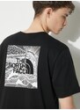 Bavlněné tričko The North Face M S/S Redbox Celebration Tee černá barva, s potiskem, NF0A87NVJK31