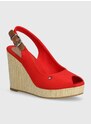 Sandály Tommy Hilfiger ICONIC ELENA SLING BACK WEDGE dámské, tmavomodrá barva, na klínku, FW0FW04789