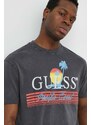 Bavlněné tričko Guess PACIFIC šedá barva, s potiskem, M4GI41 KBZV1