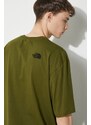 Bavlněné tričko The North Face M S/S Essential Oversize Tee zelená barva, s aplikací, NF0A87NRPIB1