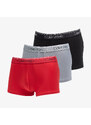 Boxerky Calvin Klein Microfiber Stretch Wicking Technology Low Rise Trunk 3-Pack Black/ Convoy/ Red Gala