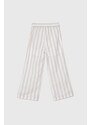 Kalhoty s lněnou směsí pro děti Guess béžová barva, vzorované