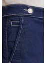 Džínové šortky Emporio Armani dámské, tmavomodrá barva, hladké, high waist, 3D2J6D 2DM1Z