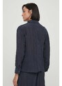 Košile Emporio Armani dámská, tmavomodrá barva, regular, s klasickým límcem, 3D2C61 2NFUZ