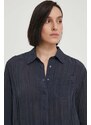 Košile Emporio Armani dámská, tmavomodrá barva, regular, s klasickým límcem, 3D2C61 2NFUZ