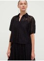 Košile MICHAEL Michael Kors dámská, černá barva, relaxed, s klasickým límcem