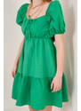 Bigdart 2351 Rozšířené popelínové šaty - Zelená