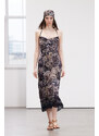 Trendyol Limited Edition Brown Animal Print Chiffon Lined Maxi Woven Dress