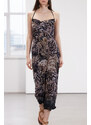 Trendyol Limited Edition Brown Animal Print Chiffon Lined Maxi Woven Dress