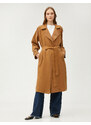 Koton Pocket Belted Trench Coat Rayon Blend