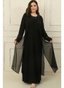 By Saygı Stone Detailní šifonový top Sandy šaty Plus velikost 2 Set