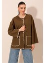 Bigdart 0690 Boyfriend Embroidered Stitch Jacket - Brown