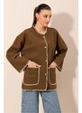 Bigdart 0690 Boyfriend Embroidered Stitch Jacket - Brown