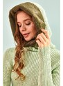 Bianco Lucci Women's Faux Shearling Hooded Knitwear Sweater