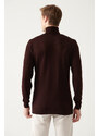 Avva Men's Burgundy Full Turtleneck Wool Blended Regular Fit Knitwear Sweater