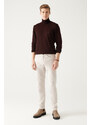 Avva Men's Burgundy Full Turtleneck Wool Blended Regular Fit Knitwear Sweater