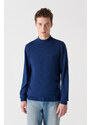 Avva Light Navy Blue Unisex Knitwear Sweater Half Turtleneck Non Pilling Regular Fit