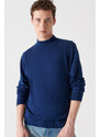 Avva Light Navy Blue Unisex Knitwear Sweater Half Turtleneck Non Pilling Regular Fit