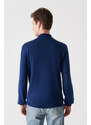 Avva Light Navy Blue Unisex Knitwear Sweater Half Turtleneck Non Pilling Regular Fit