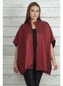 Şans Women's Plus Size Claret Red Shimmer Detailed Cape