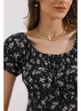 Bigdart 2427 Slit Floral Viscose Dress - Black